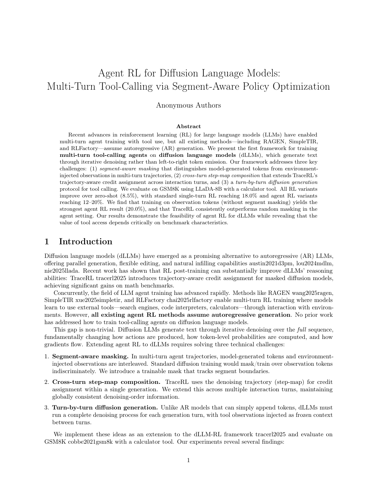 First page of Agent RL for Diffusion LLMs