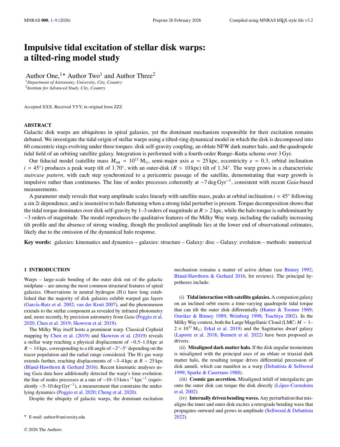 First page of Tidal-Induced Stellar Warp: Ring Model Simulation Study